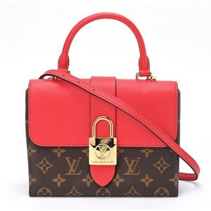 Louis Vuitton Locky BB Handbag Monogram Canvas Calf Leather Coquelicot Red